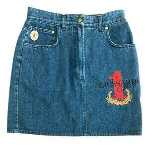 EXCELLENT CONDITION VINTAGE Trussardi Blue Denim Skirt